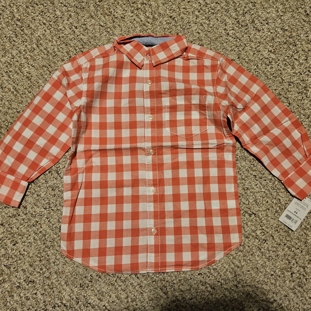 Carter's Red and White Checkered Button-Down Shirt